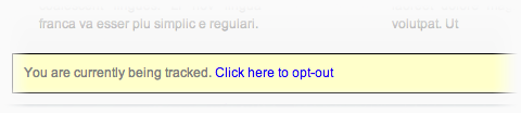 An opt-in message: "You are currently being tracked" with a link to opt-out