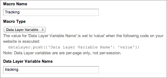 create a macro in order to be able to set a rule based on the "tracking" variable: