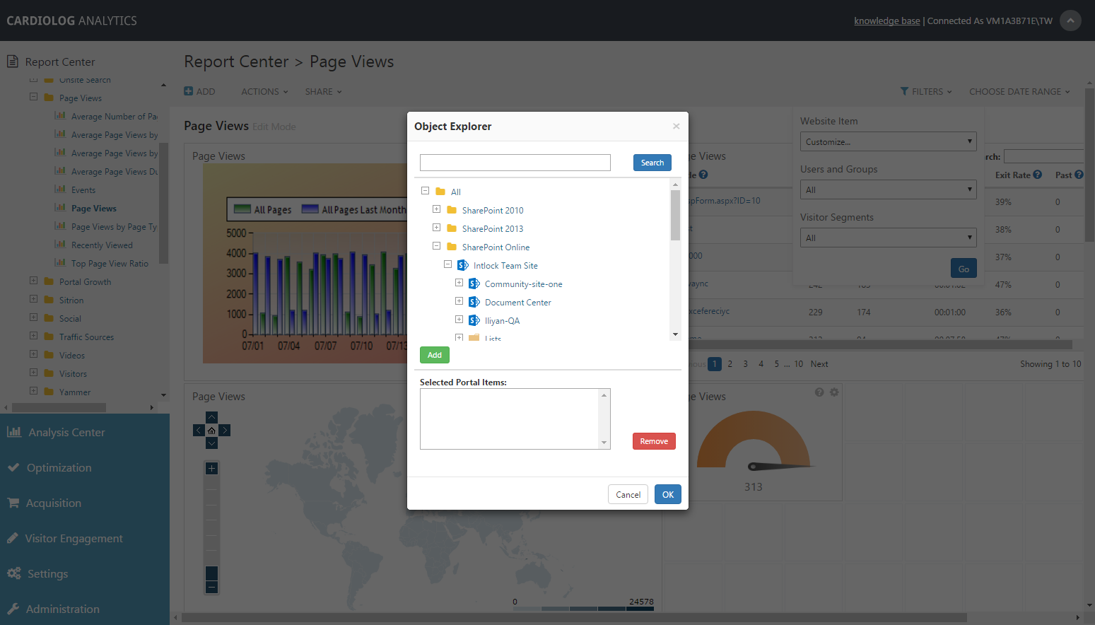 object explorer sharepoint analytics