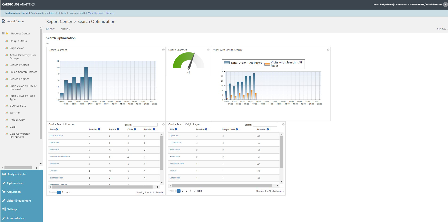 search optimizatoin sharepoint report