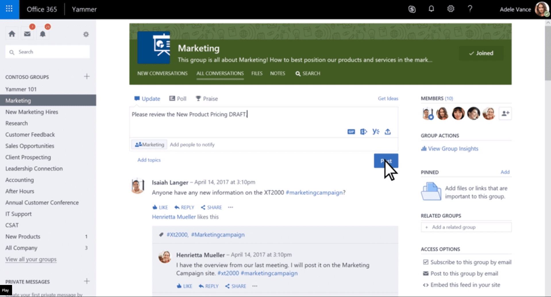 Viva Engage (Yammer) groups